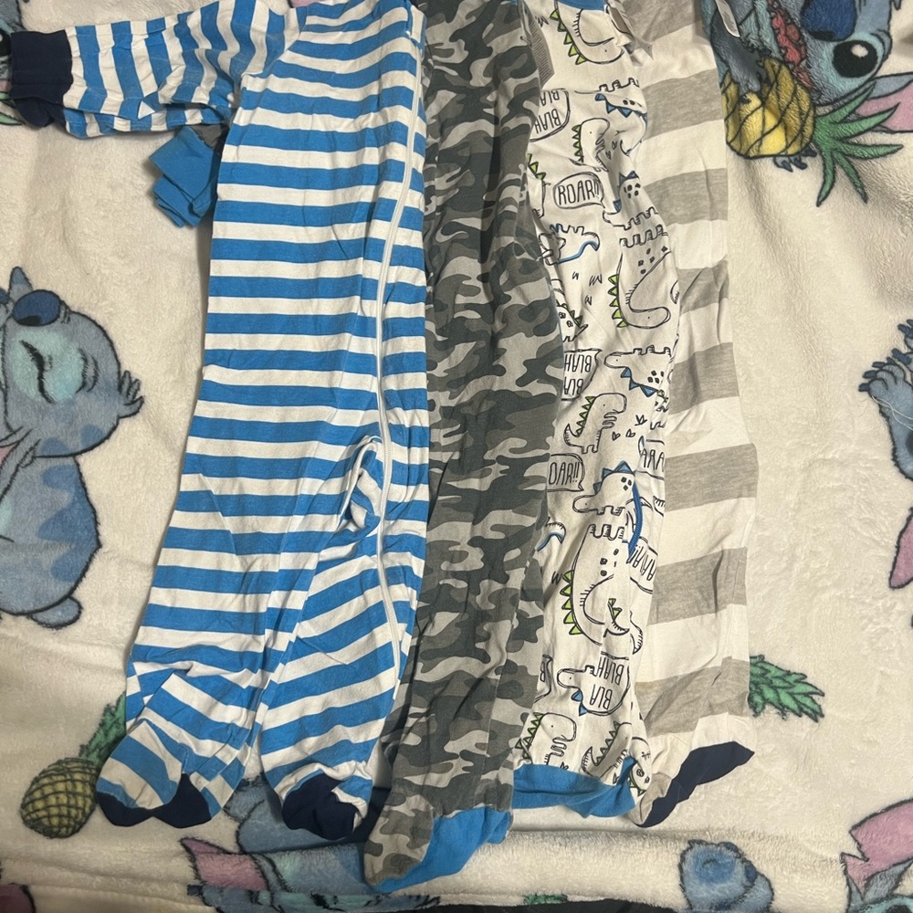 Onesies Blue and Gray Dinosaur Kids Footie Set (4) 9 Months